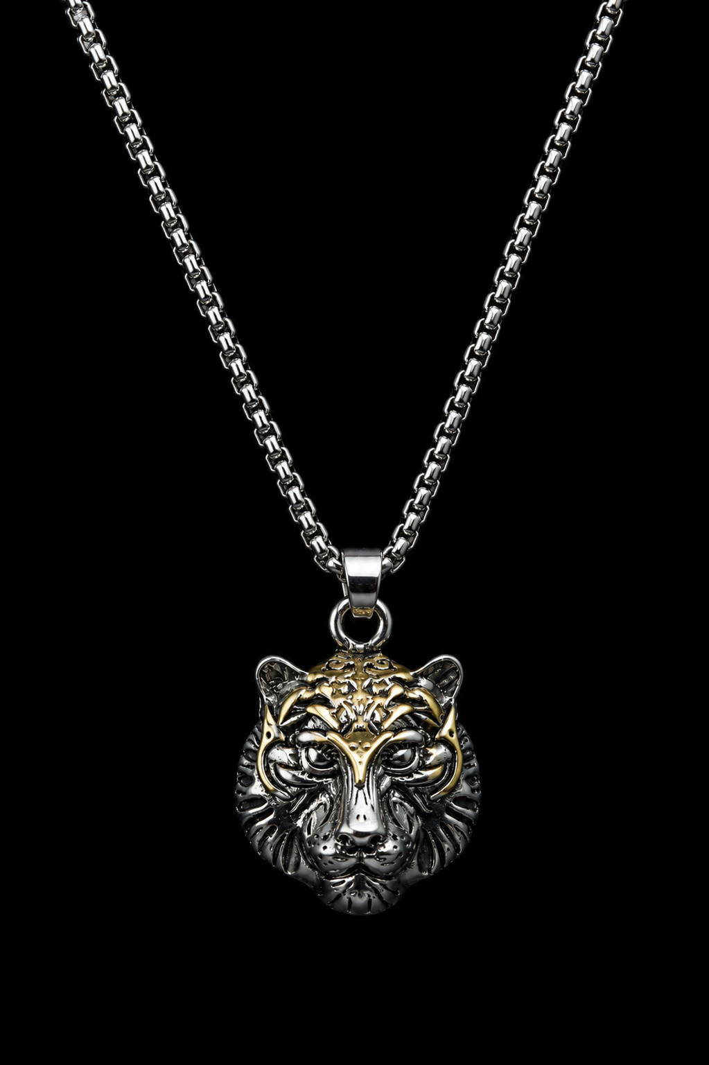 Collar Cabeza de Tigre Imperial en Acero Inoxidable para Hombre