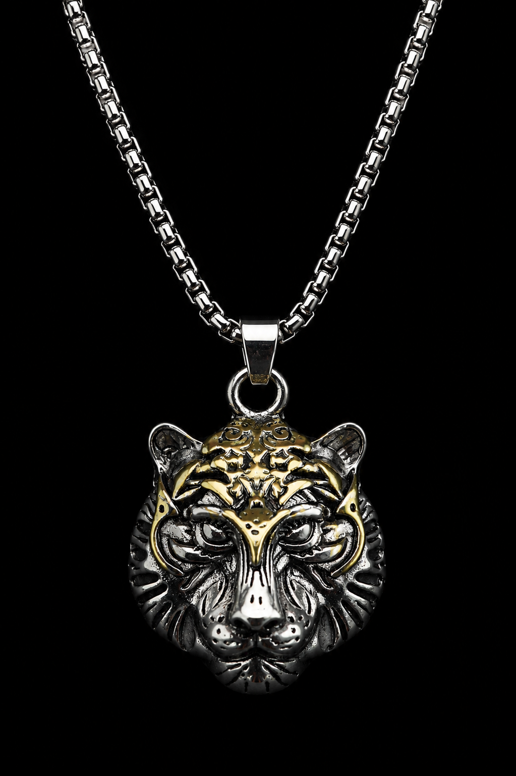 Collar Cabeza de Tigre Imperial en Acero Inoxidable para Hombre