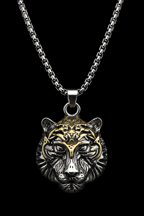 Collar Cabeza de Tigre Imperial en Acero Inoxidable para Hombre