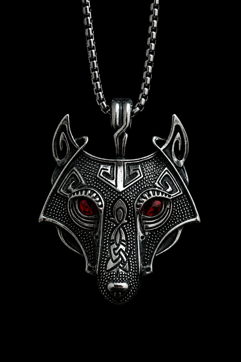Collar Lobo Nórdico en Acero Inoxidable