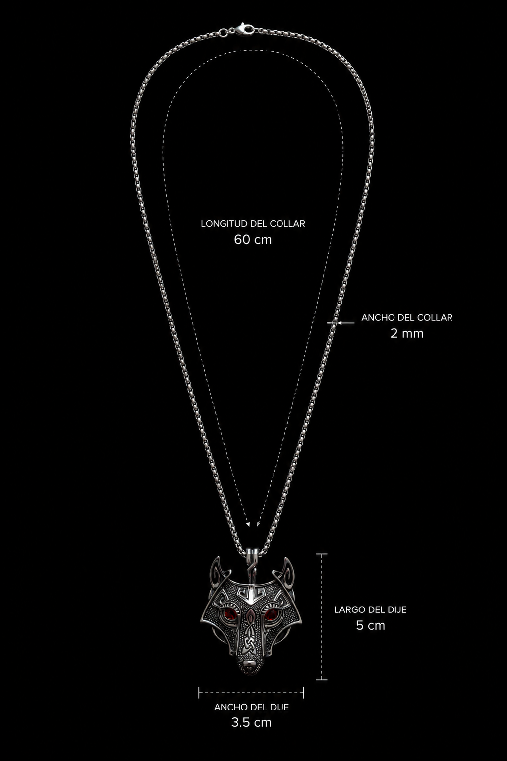 Collar Lobo Nórdico en Acero Inoxidable