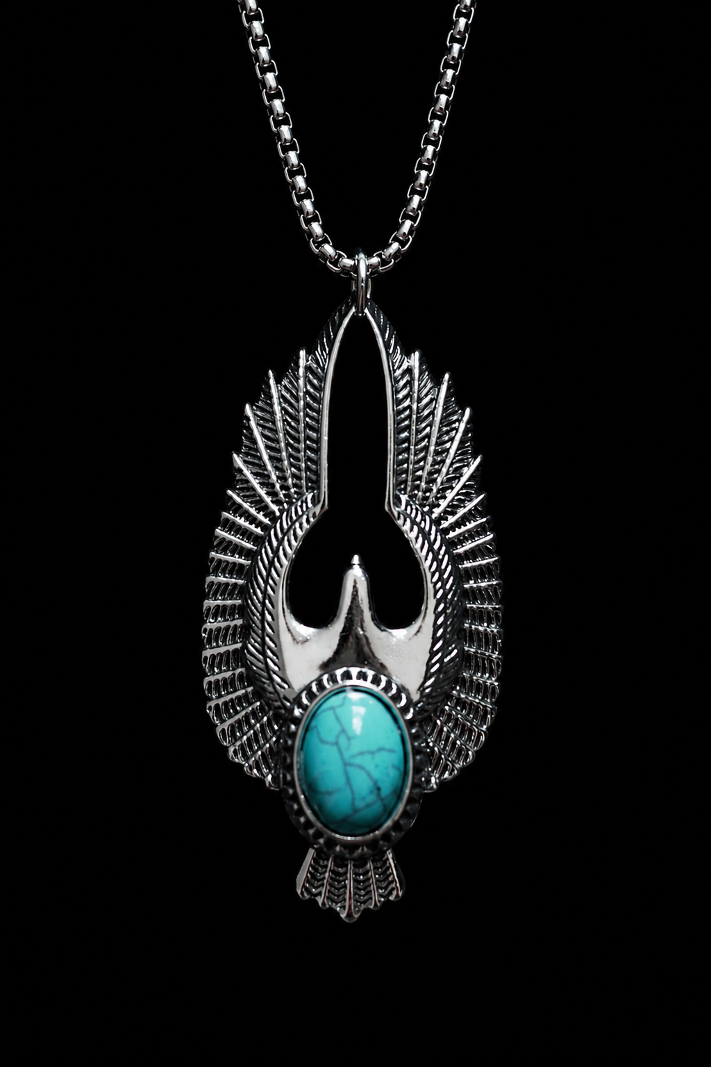 Collar Alas Ancestrales con Piedra Turquesa en Acero Inoxidable | Luno Shop