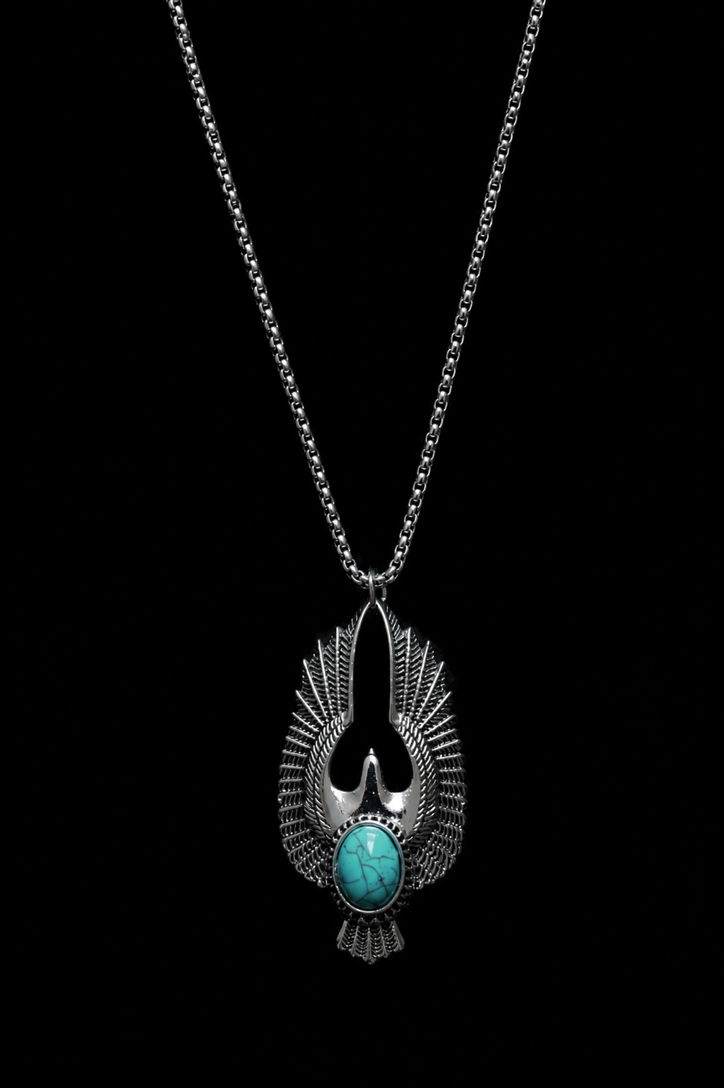 Collar Alas Ancestrales con Piedra Turquesa en Acero Inoxidable | Luno Shop