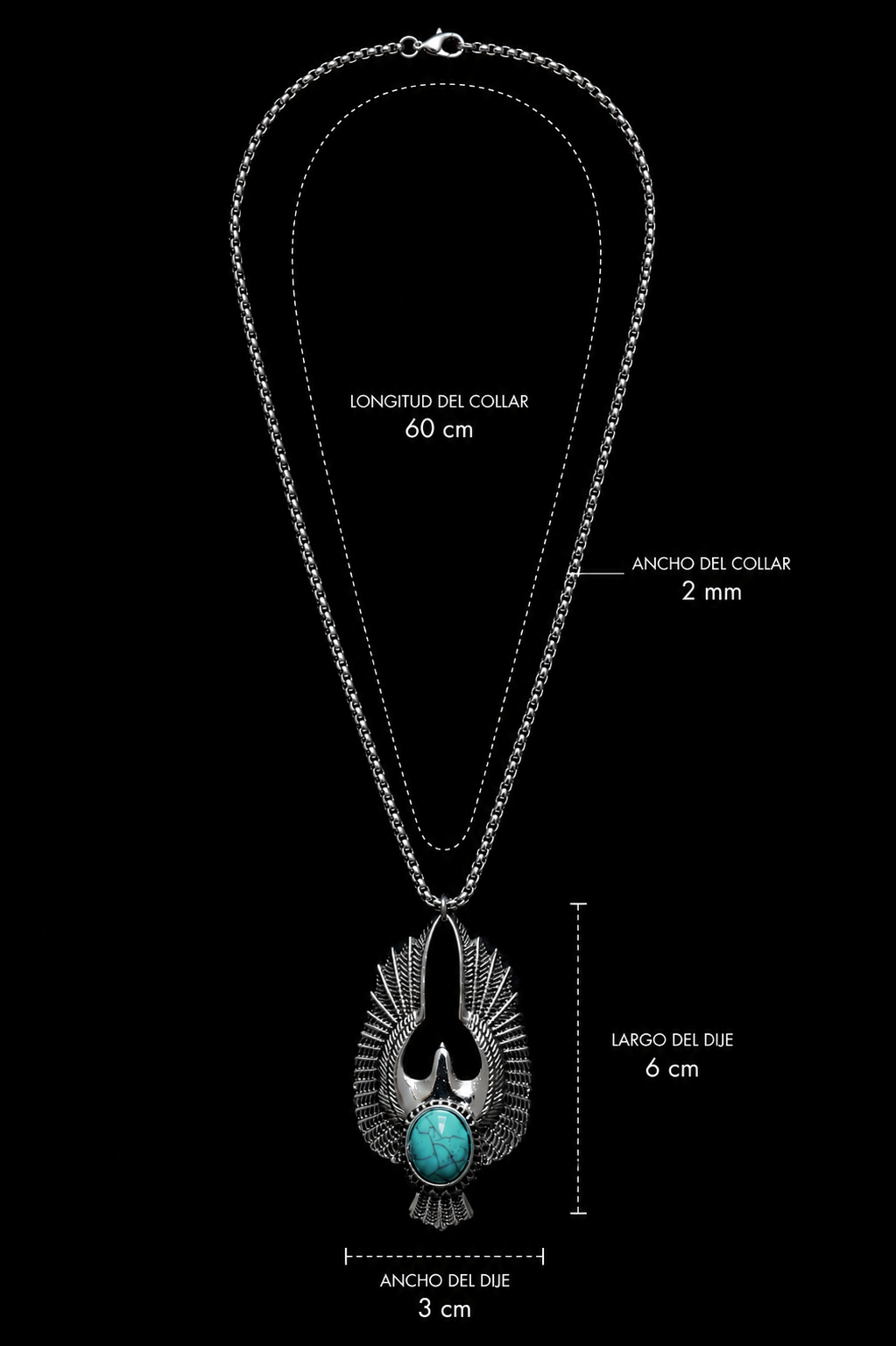 Collar Alas Ancestrales con Piedra Turquesa en Acero Inoxidable | Luno Shop