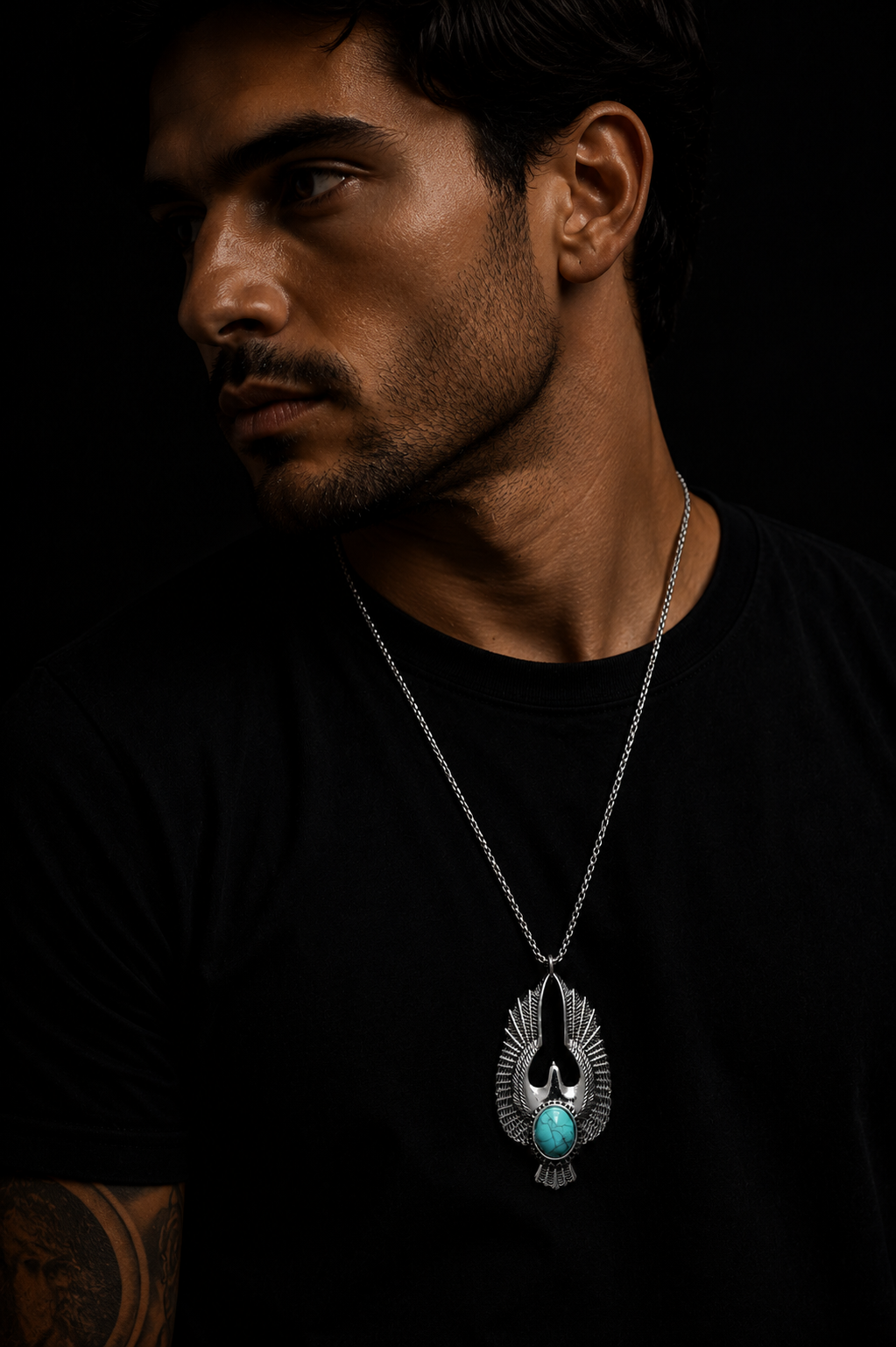 Collar Alas Ancestrales con Piedra Turquesa en Acero Inoxidable | Luno Shop