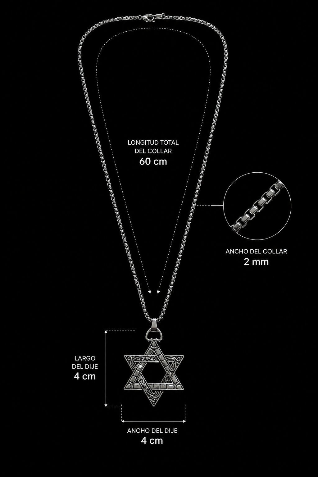 Collar Estrella de David en Acero Inoxidable | Luno Shop