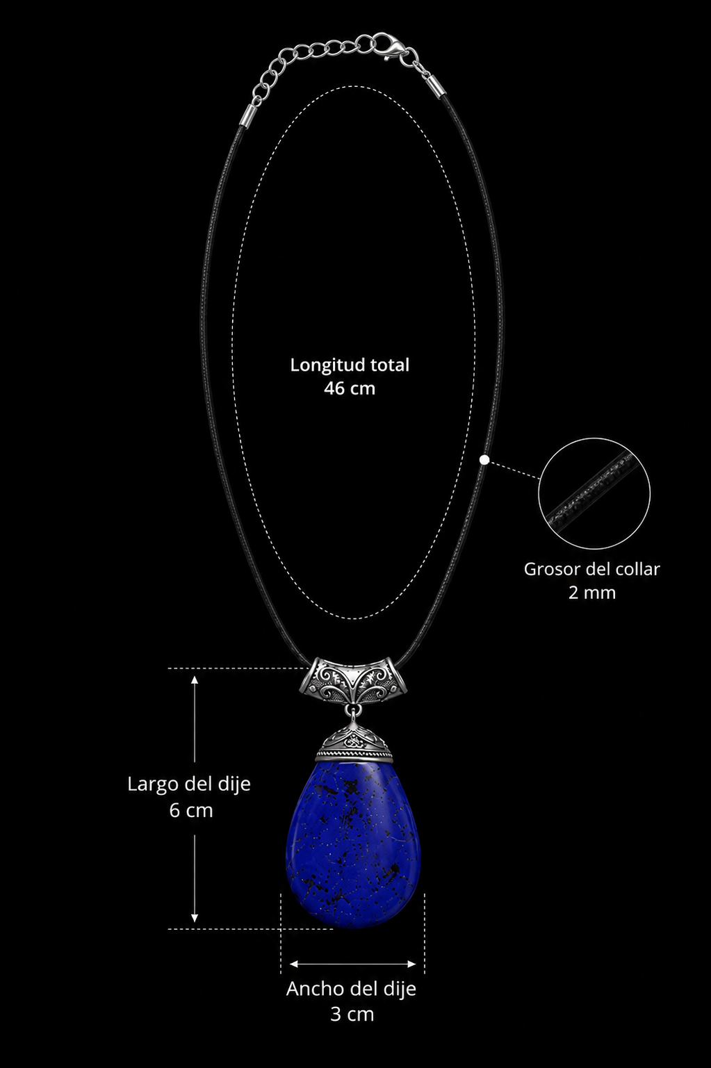 Collar Lapislázuli Ancestral con Cordón de Cuero