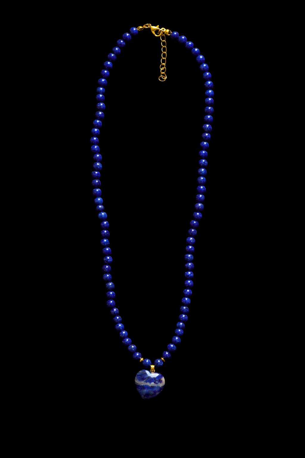 Collar Corazón de Lapislázuli Natural con Cuentas de Piedra | Luno Shop