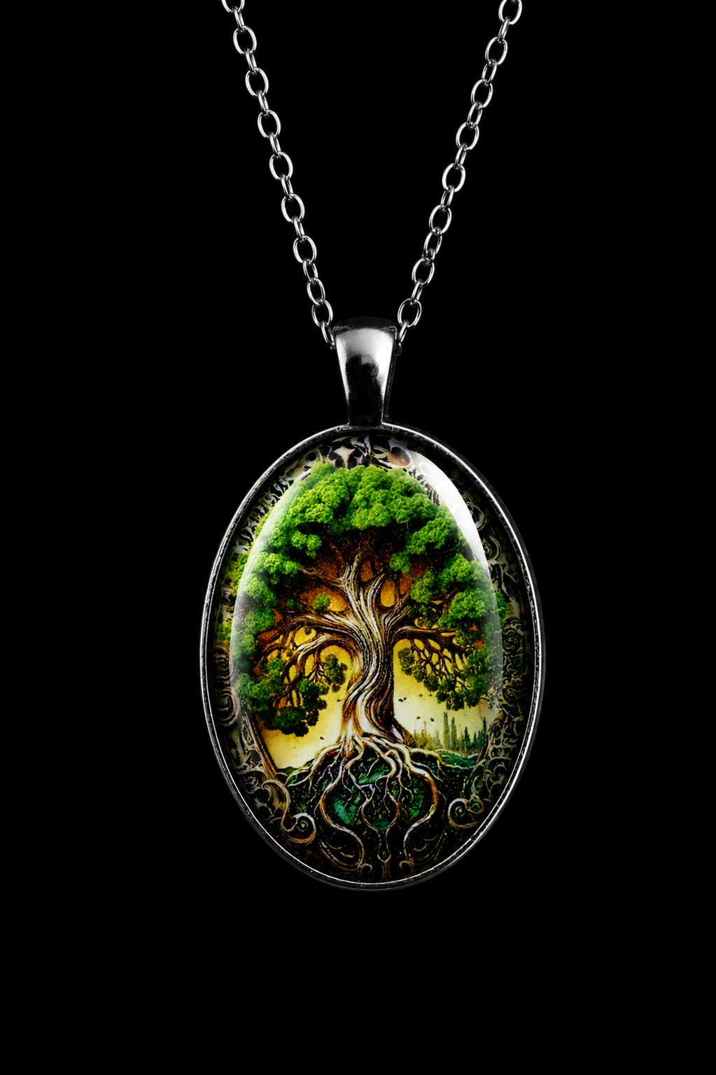Collar Árbol de la Vida en Acero Inoxidable con Dije Ovalado | Luno Shop