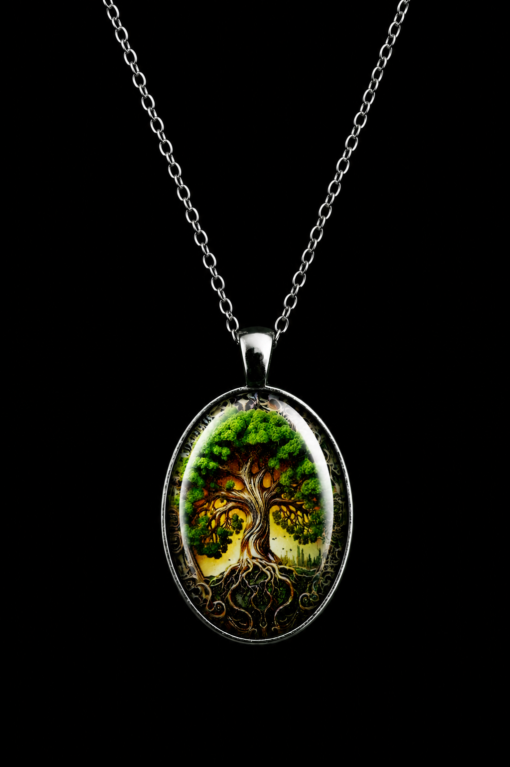 Collar Árbol de la Vida en Acero Inoxidable con Dije Ovalado | Luno Shop