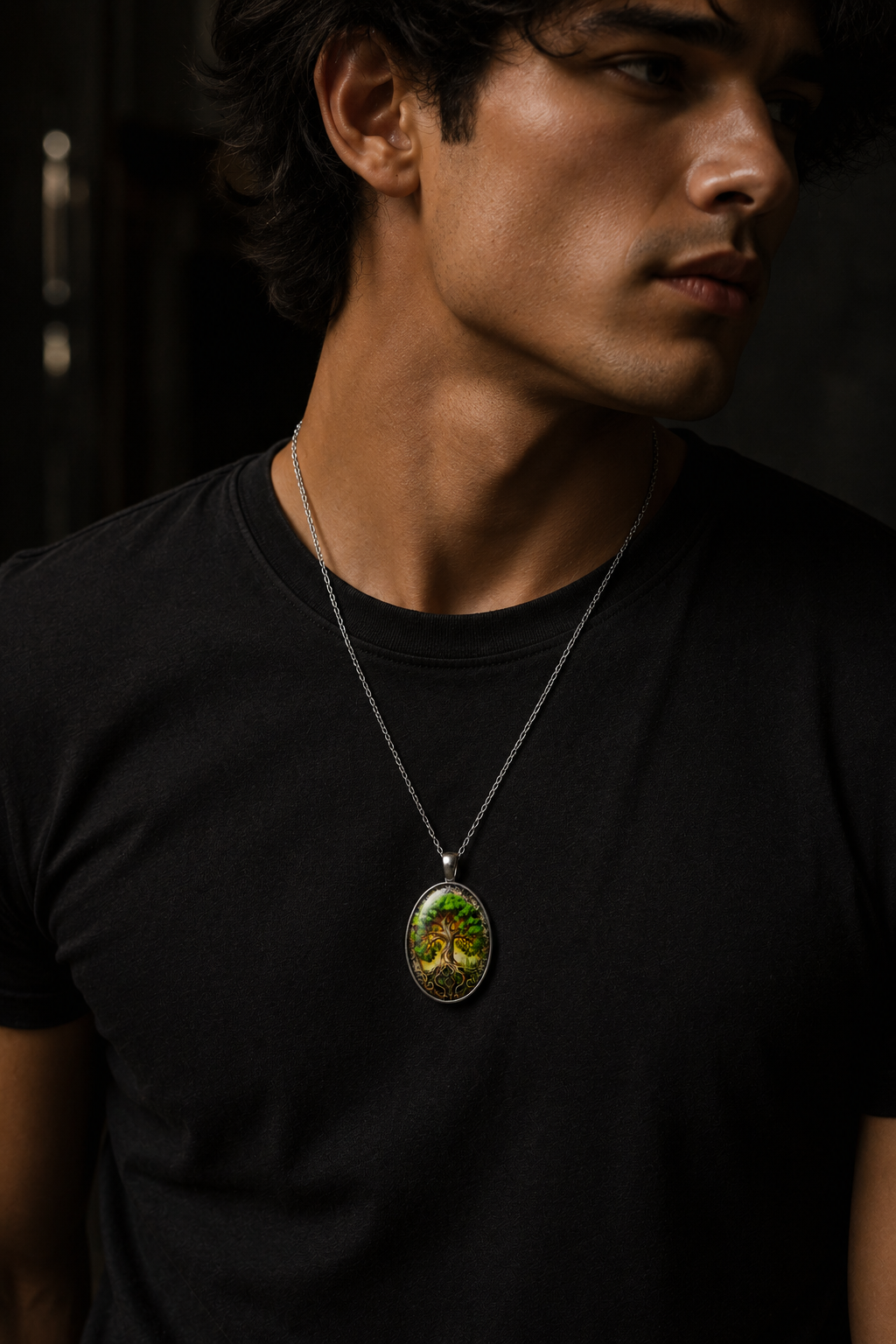 Collar Árbol de la Vida en Acero Inoxidable con Dije Ovalado | Luno Shop